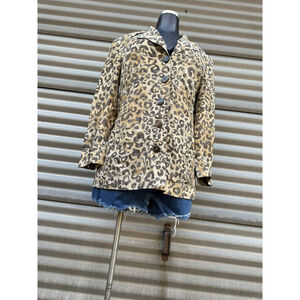 VTG Dana Buchman Womans Animal Print Blazer Size 8 Leopard Print Pockets